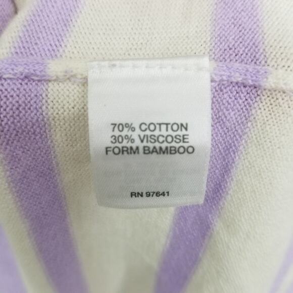 3/$25 J Jill Striped Sweater S 3/4 Sleeves Cream Purple Blue Cotton Bamboo - Picture 4 of 10